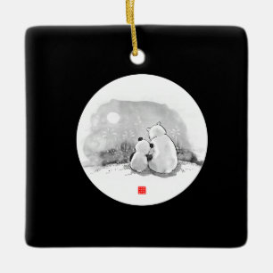 Cute Panda And Polar Bear Animal Lover Ceramic Ornament