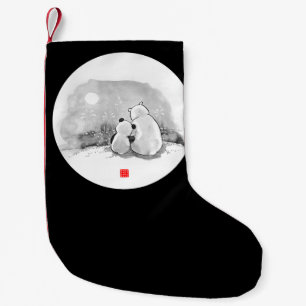 Cute Panda And Polar Bear Animal Lover Small Christmas Stocking
