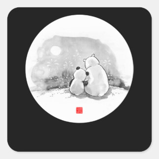 Cute Panda And Polar Bear Animal Lover Square Sticker