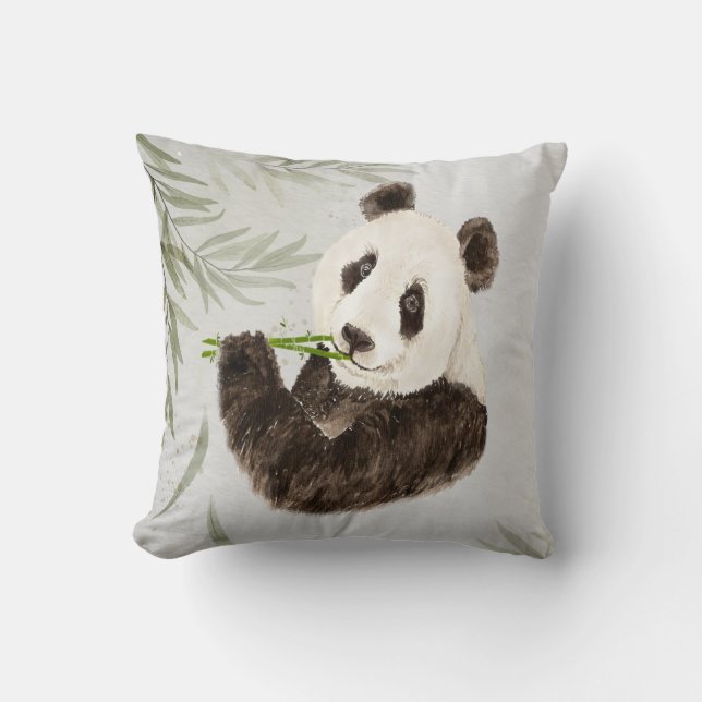 Cute Panda Asian Bear Animal Bamboo Wildlife  Cushion (Front)