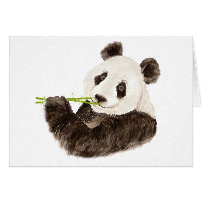 Cute Panda, Asian Bear, Watercolor Animal (Front Horizontal)