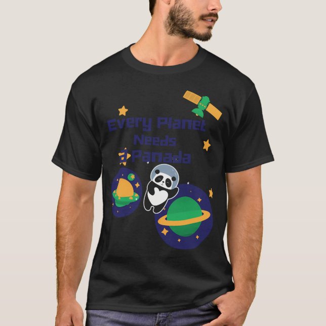 Cute Panda Astronaut T-Shirt (Front)
