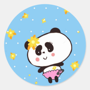 Cute Panda Baby customised Classic Round Sticker