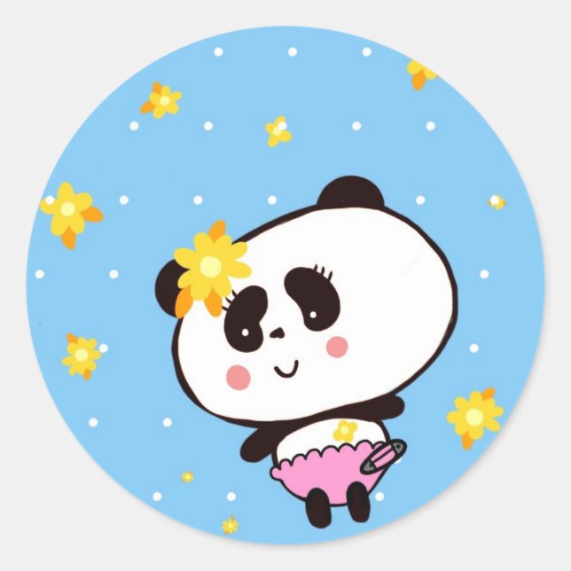 Cute Panda Baby customised Classic Round Sticker (Front)