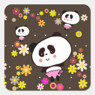 Cute Panda baby perxonalized Square Sticker