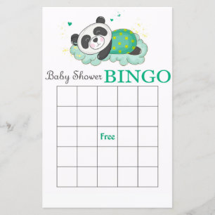 Cute Panda baby shower bingo card