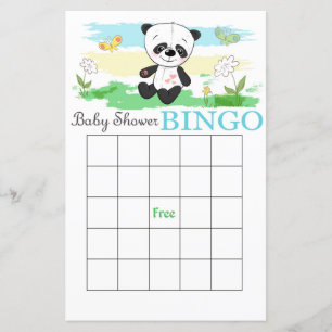 Cute Panda baby shower bingo card