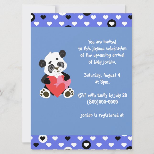 Cute Panda Baby Shower Blue Invitation (Front)