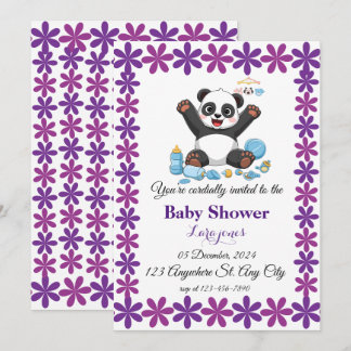 Cute panda baby shower invitation