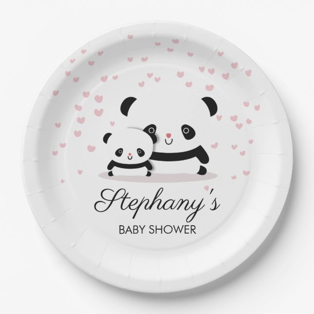 Cute Panda Baby Shower Paper Plates (Front)