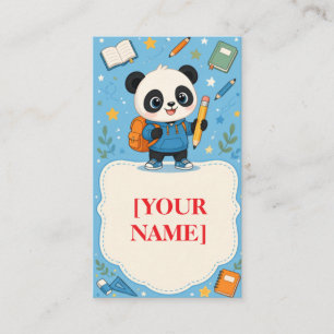 Cute Panda Back to School    School Note Business Card