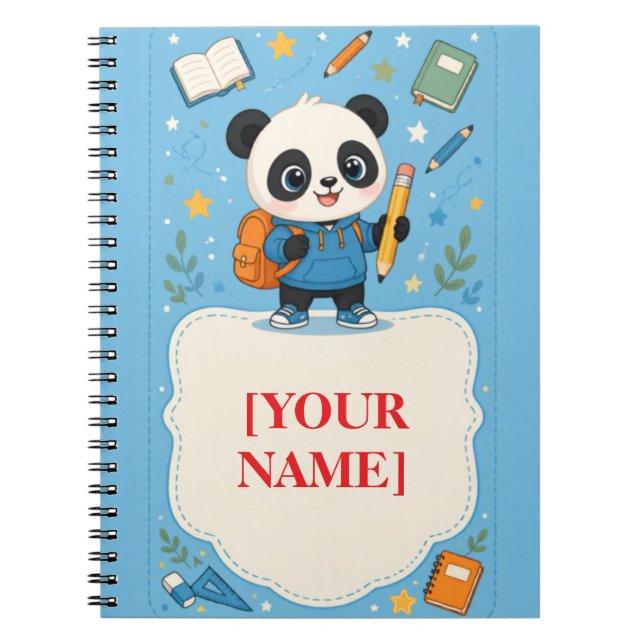 Cute Panda Back to School School Note Notebook (Front)