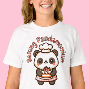 Cute Panda Baking Pandamonium Punny Cake T-Shirt
