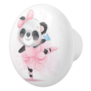 Cute Panda Ballerina Ceramic Knob