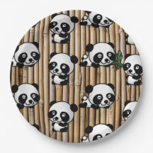 Cute Panda & Bamboo Print Paper Plate