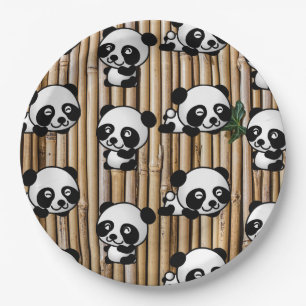 Cute Panda & Bamboo Print Paper Plate