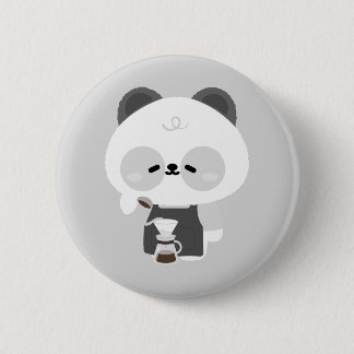 Cute Panda Barista 6 Cm Round Badge