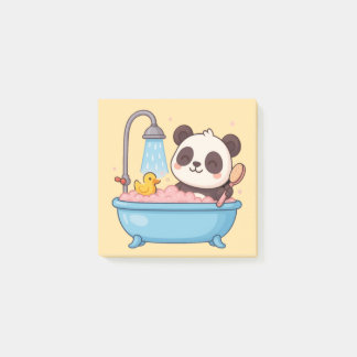 Cute Panda Bathtime Notebook Post-it Notes