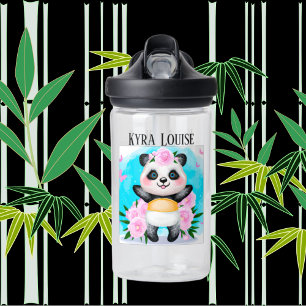 cute Panda bear add name kids Water Bottle