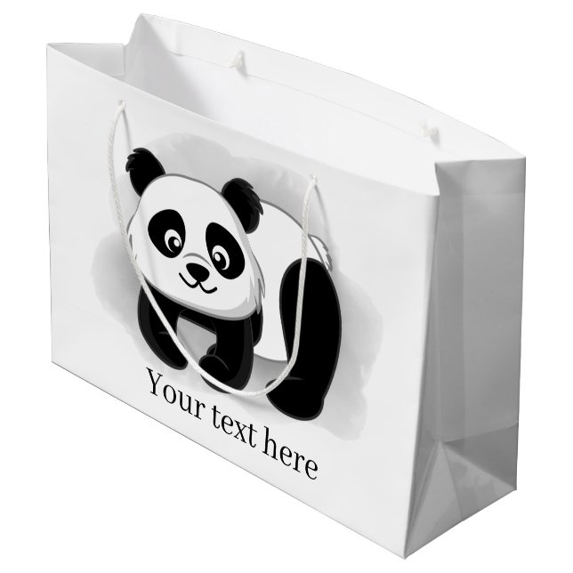 cute panda bear add text Large Gift Bag (Back Angled)
