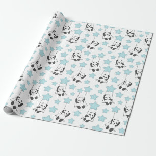 Cute Panda Bear Among The Stars Baby Wrapping Paper
