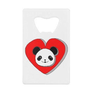 Cute Panda Bear And Red Heart Drawing