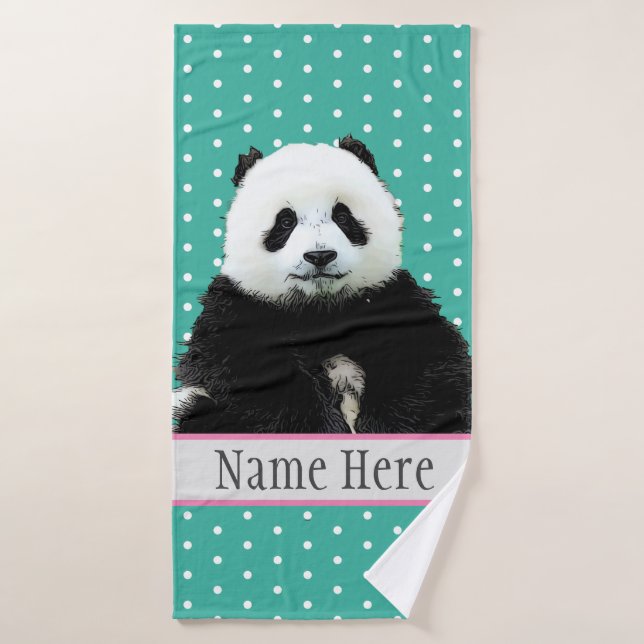 Cute Panda Bear Animal Wild Name Bath Towel (Bath Towel)