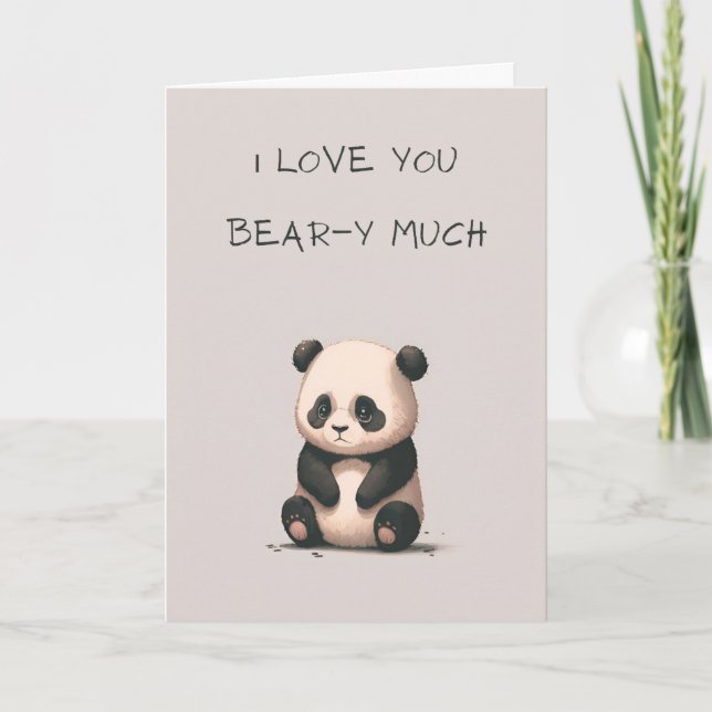 Cute Panda Bear Anniversary or Valentine Card (Front)