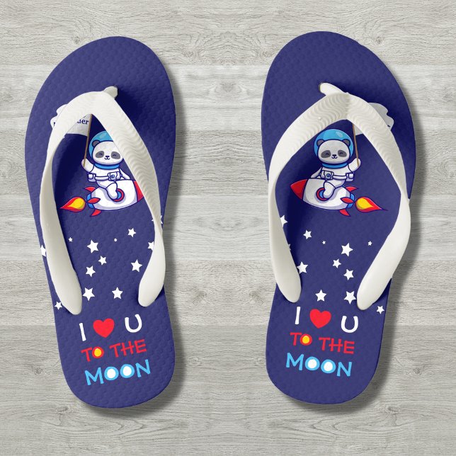 Cute Panda Bear Astronaut On Rocket Ship Kids  Kid's Flip Flops (Creator Uploaded)