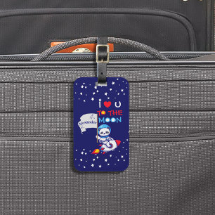 Cute Panda Bear Astronaut On Rocket Ship Kids Luggage Tag