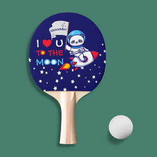 Cute Panda Bear Astronaut On Rocket Ship Kids  Ping Pong Paddle