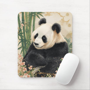 Cute Panda Bear Bamboo Art Mouse Mat