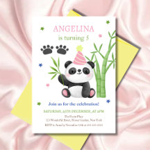 Cute Panda Bear Bamboo Birthday