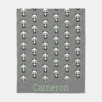 Cute Panda Bear Bamboo Pattern Grey Custom Name