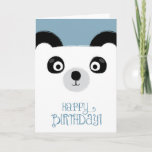 Cute Panda Bear Birthday Card<br><div class="desc">Cute panda bear illustration with blue background and charming "Happy Birthday" text.</div>