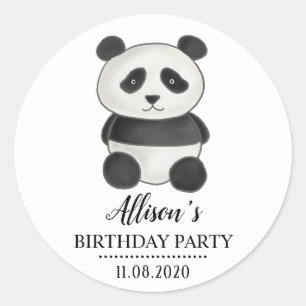 Cute Panda Bear Birthday Party Classic Round Sticker