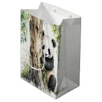 Cute Panda Bear By Bamboo Tree
