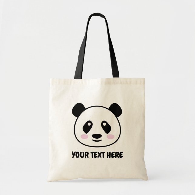 Cute panda bear cartoon canvas tote bag (Front)
