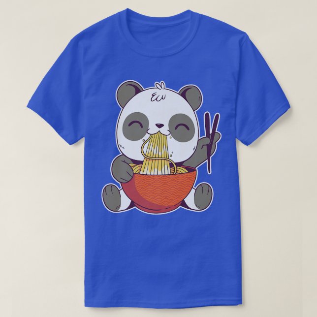 Cute Panda Bear Cub Eating Ramen Noodles Kawaii An T-Shirt (Design Front)