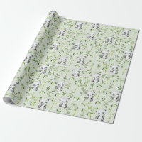 Cute Panda Bear Cub Green Bamboo Greenery