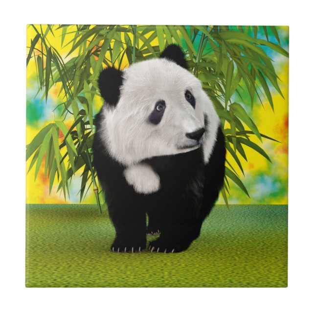 Cute Panda Bear Cub Kawaii Animal Lover Gift Tile (Front)