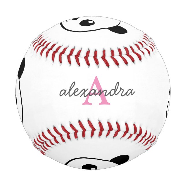 Cute panda bear custom Monogram  Baseball (Front)