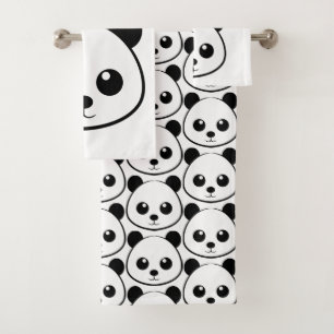 Cute panda bear custom Monogram Bath Towel Set