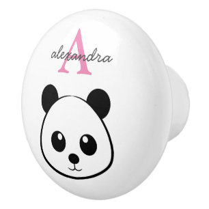 Cute panda bear custom Monogram Ceramic Knob