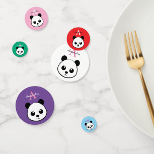Cute Panda Bear Custom Monogram Confetti – Party