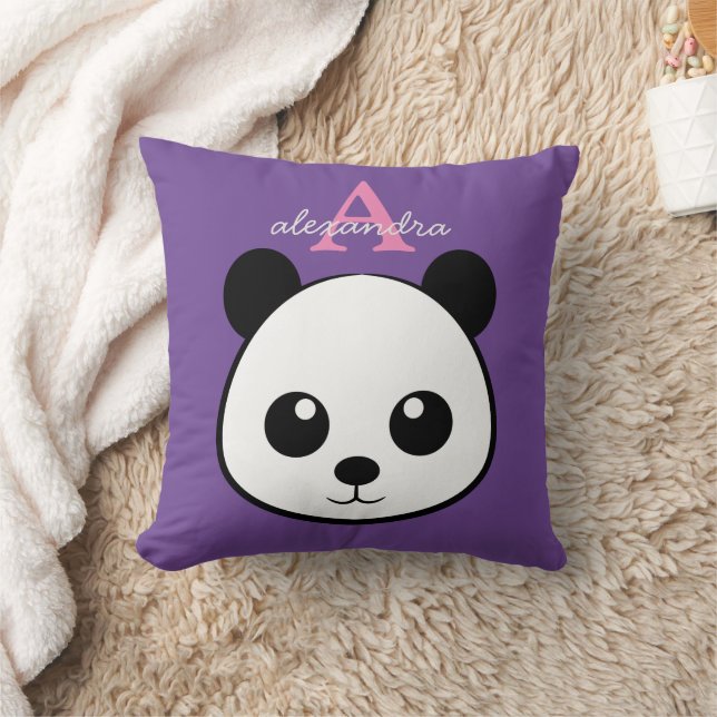 Cute panda bear custom Monogram  Cushion (Blanket)
