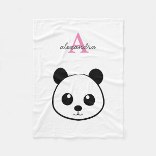 Cute panda bear custom Monogram  Fleece Blanket