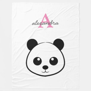 Cute panda bear custom Monogram Fleece Blanket