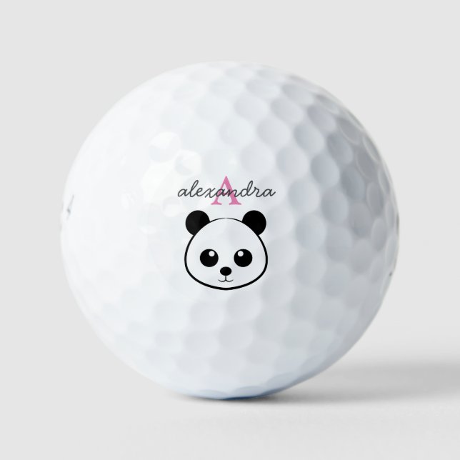 Cute panda bear custom Monogram  Golf Balls (Front)