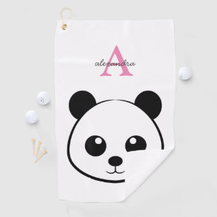 Cute panda bear custom Monogram  Golf Towel
